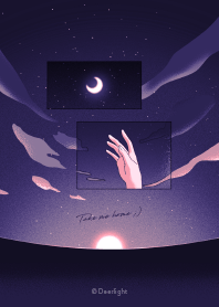 日系 - 愛する｜太陽と月暗色版