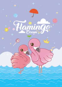 Flamingo Sea Waves Violet