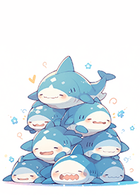 療癒您的心❤可愛的軟綿鯊魚疊疊樂-1