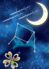 Libra crescent moon and four leaves
