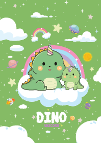Dino Unicorn Rainbow Cloud Pastel Green