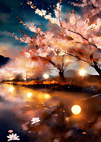 Beautiful night cherry blossoms#2338