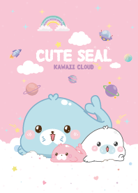 แมวน้ำอุ๋งๆ สายไหม สีชมพู