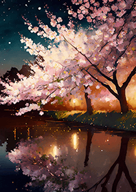 Beautiful night cherry blossoms#95