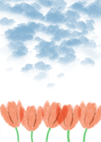 Crayon sky and Tiny tulip