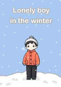 Lonely boy in the  winter