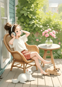 Cute Girl Listening to Music V.3