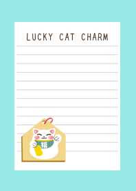 LUCKY CAT CHARM NOTEBOOK-BLUE GREEN