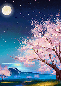 Beautiful night cherry blossoms#615