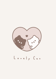 ねことハート | ピンクベージュ