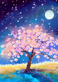 Beautiful night cherry blossoms#1199