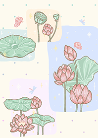 Lotus flower, cute, pastel:beige