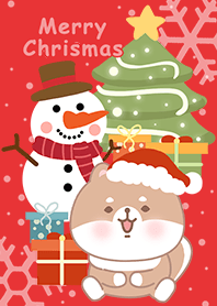 可愛寶貝柴犬/聖誕節快樂/雪人/紅色3