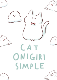 Simple white cat onigiri white blue.