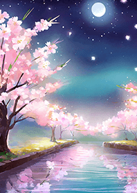 Beautiful night cherry blossoms#852
