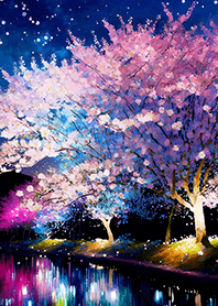 Beautiful night cherry blossoms#1773