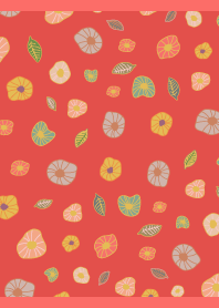 Colorful small flowers on red