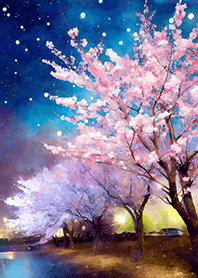 Beautiful night cherry blossoms#1289