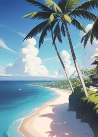 夏日海邊白雲沙灘 b9B19E