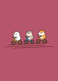 Hamster riding a bicycle-Pink2