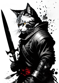 Ink wash cat samurai 659F7E
