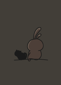 兔與貓看著遠方