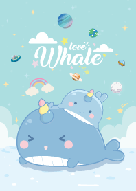 Whale Unicorn Love Galaxy Pastel Blue