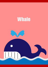 funny whale on red & beige