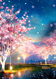 Beautiful night cherry blossoms#2090