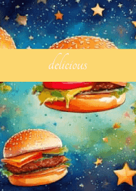 Space burger on light yellow