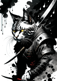 Ink wash cat samurai 054a3e