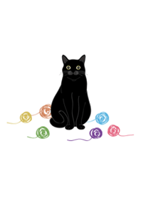かわいい糸玉（黒猫）