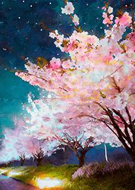 Beautiful night cherry blossoms#316