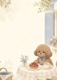 Cocoa Poodle Berry Tart Window