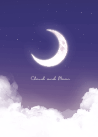 Cloud & Crescent Moon  - Navy Purple 01