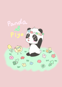 Cute panda and chick for jp