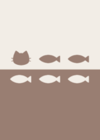 cute cat&fish.(beige&dusty colors:10)