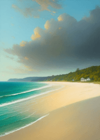 Summer beach, white clouds 1FEFb8