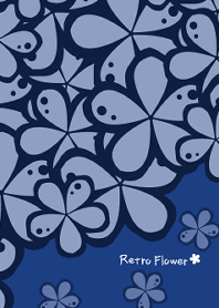 Retro flower -Blue-