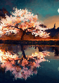 Beautiful night cherry blossoms#1818