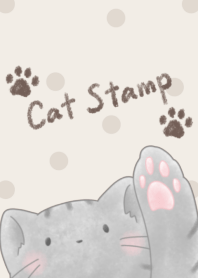 Cat Stamp -gray- dot