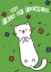 Cat : field of flowers