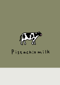 Pistachios and milk. Cow.