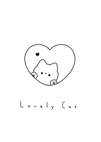 Cat in Heart(line)/wh black.