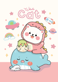 Cat Dino & Whale Cute : Pink love
