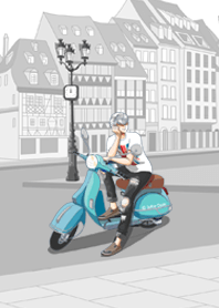 le garcon:the boy and a scooter