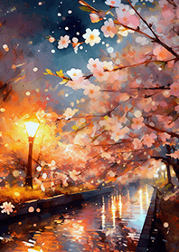 Beautiful night cherry blossoms#2531