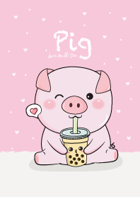 หมูน้อย & ชานมไข่มุกของน้อง (สีชมพู)