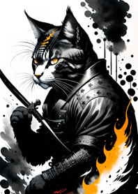 Ink wash cat samurai 6FBEE3