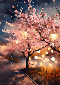 Beautiful night cherry blossoms#1618